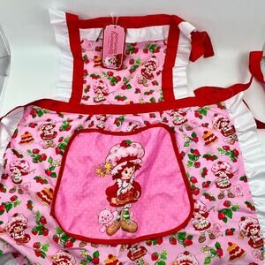 Strawberry Shortcake Doll Print Apron Tie Back Adj Neck Strap Pocket New Adult